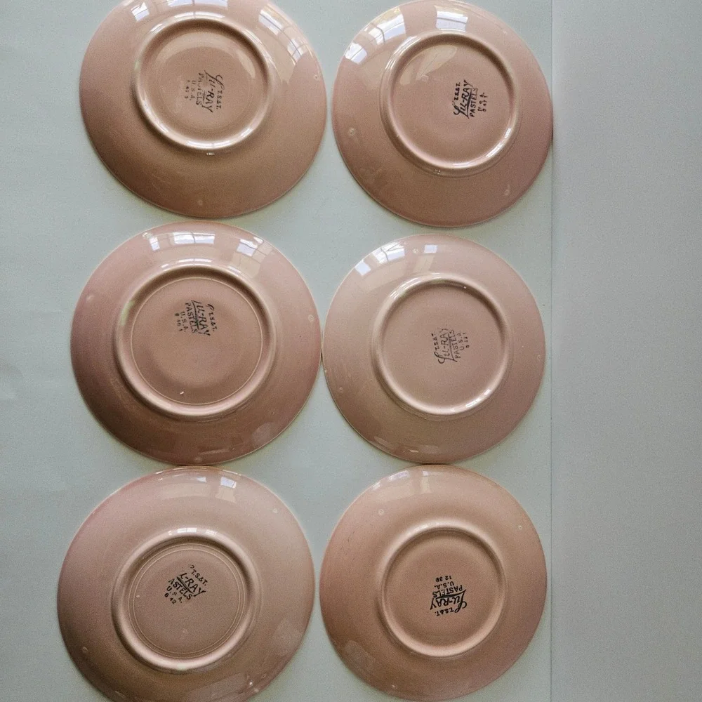 Lu-ray Pastels Sharon Pink 8 Saucers Taylor Smith Taylor Vintage USA Made